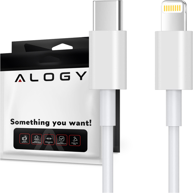 Alogy Kabel 2m Fast Charging Cable USB-C do Lightning do ładowania 20W White 