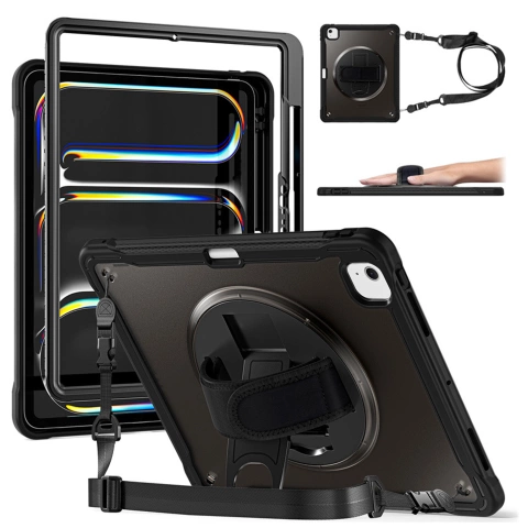 Etui pancerne 360 z miejscem na rysik do Apple iPad Air 11" (2024,2025) / Air 10.9" (2020,2022) / Pro 11 (2018) Alogy Pirate 360 Case obudowa na tablet Czarne