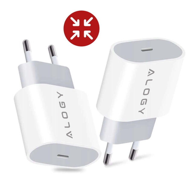 Alogy Ładowarka sieciowa szybka USB-C PD 20W + Kabel Lightning do iPhone 1m Biały