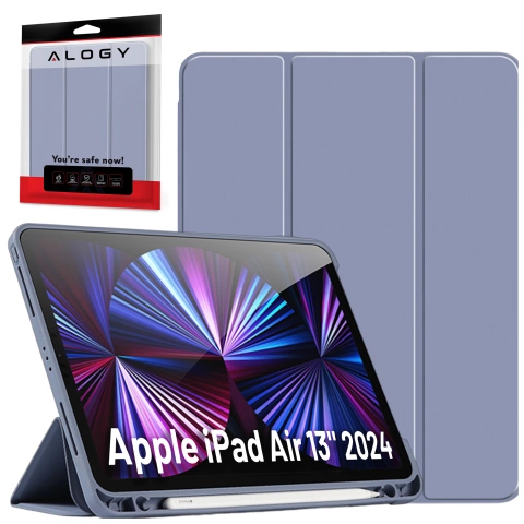 Etui ochronne z rysikiem do Apple iPad Air 13" 2024/2025, iPad Pro 12.9" 2018-2022 obudowa na tablet Fioletowe