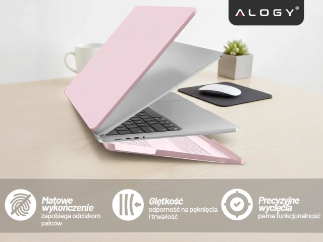 Etui do Apple Macbook Pro 14 2021-2024 (M1/M2/M3/M4) – elastyczna, matowa obudowa ochronna, lekka i odporna – Alogy AirGuard™ Różowy
