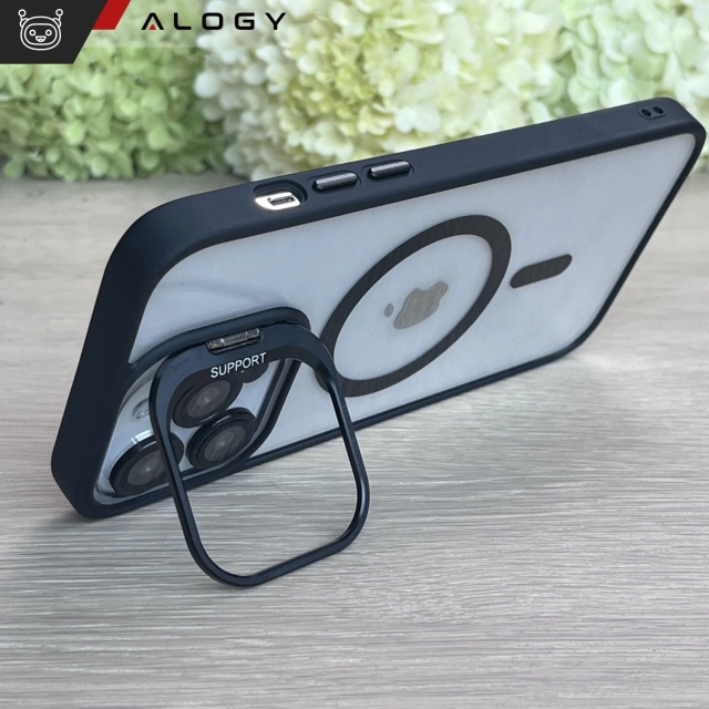 Alogy Etui hybrydowe ochronne do Apple iPhone 16 Pro KickStand Hybrid Case z podpórką do MagSafe Czarne