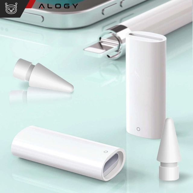 Adapter Alogy Pencil Charger do rysika Lightning - Lightning do Apple Pen umożliwiający ładowanie kablem Biały