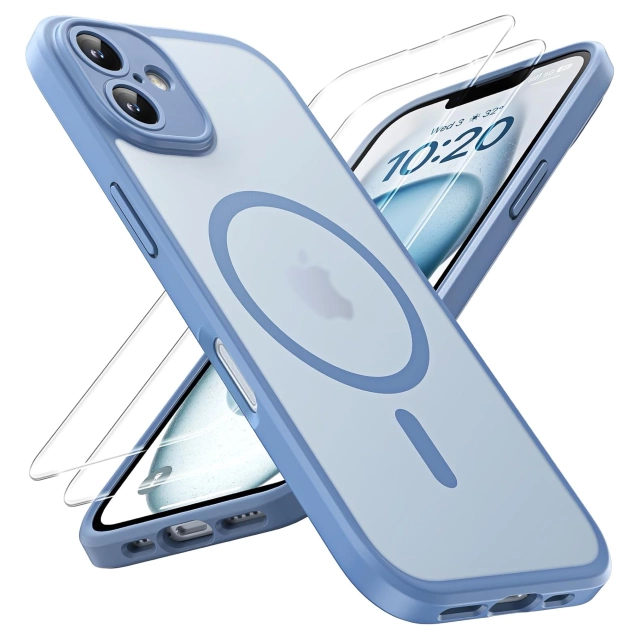 3w1 Zestaw Etui Hybrydowe + Szkło hartowane do Apple iPhone 16 obudowa ochronna Hybrydowe MagSafe z ochroną obiektywu case na telefon Alogy 3in1 Case Pack Sky Blue Niebieskie