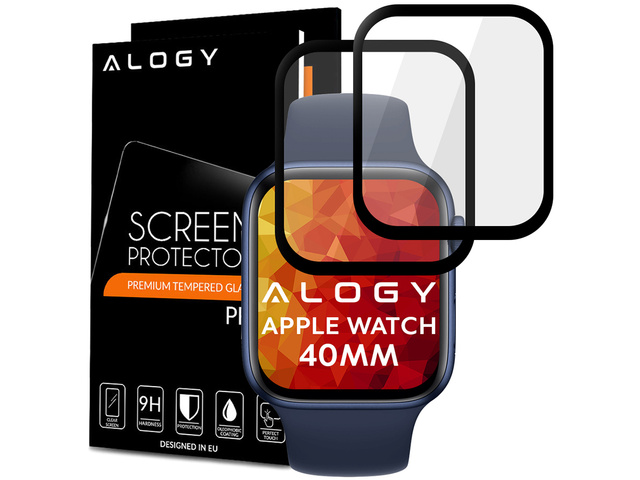 Alogy 2x Szkło na smartwatch elastyczne 3D do Apple Watch 4/5/6/SE 40mm Black