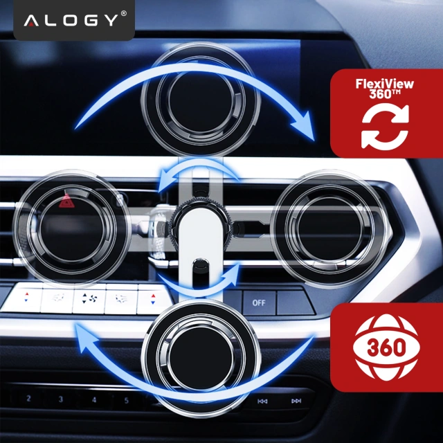 Alogy Uchwyt do samochodu samochodowy MagSafe Airvent car holder do telefonu do MagSafe na kratkę Czarny