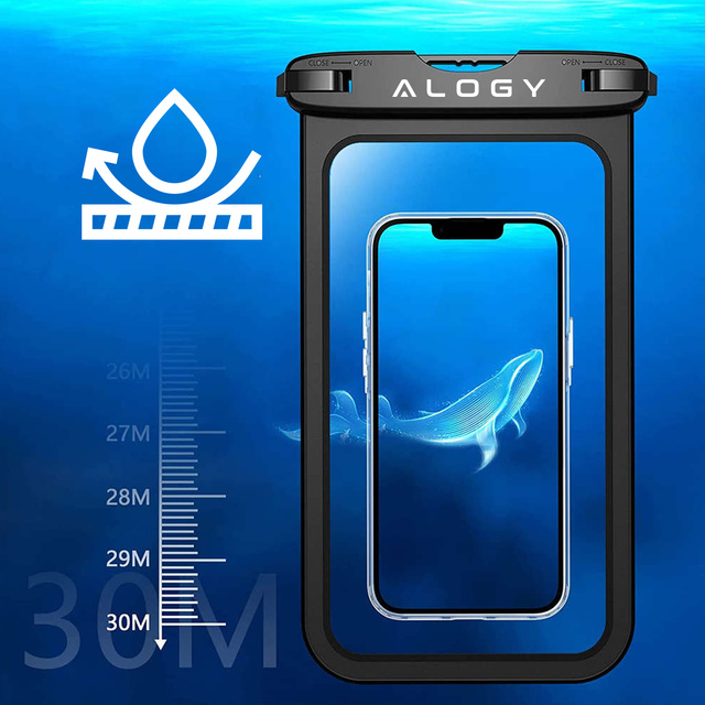 Alogy Etui wodoodporne Waterproof Case torba wodoszczelna uniwersalna IPX8 na telefon i akcesoria Czarne