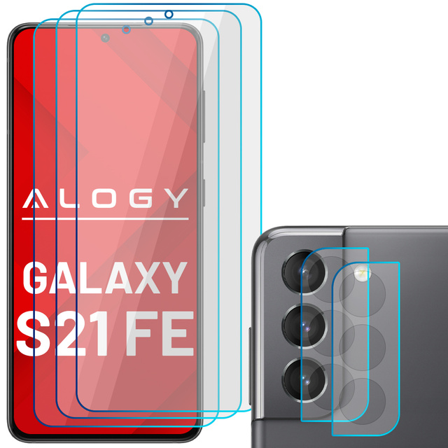 3x Szkło hartowane na ekran 9h + 2x Szkło na obiektyw Alogy Glass Pack do Samsung Galaxy S21 FE