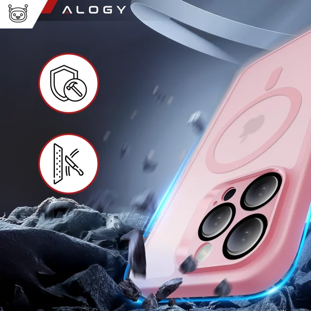 3w1 Zestaw Etui Hybrydowe + Szkło do Apple iPhone 16 Pro obudowa ochronna Hybrydowe MagSafe z ochroną obiektywu case + 2x Szkło hartowane ochronne na telefon Alogy 3in1 Case Pack Różowe