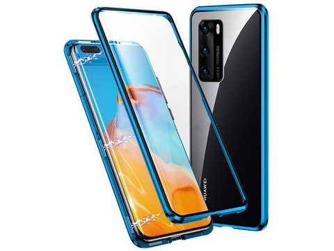 Etui na telefon magnetyczne Dr.Fit szklane do Huawei P40 Niebieskie