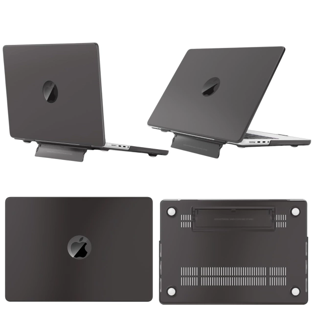 Etui matowe z podstawką Alogy ProStand™ obudowa do MacBook Air 13.3" (A1932/A2179/A2337) Czarne