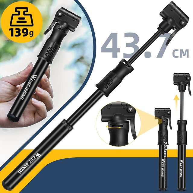 Pompka rowerowa ręczna aluminiowa Alogy Mini Bike Pump 100psi z uchwytem Czarna