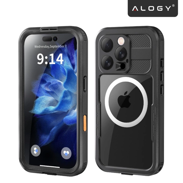 Etui Wodoodporne Alogy HydroArmor™ IP68 Case z przezroczystym tyłem Pancerna obudowa 360 do MagSafe do Apple iPhone 16 Pro Max
