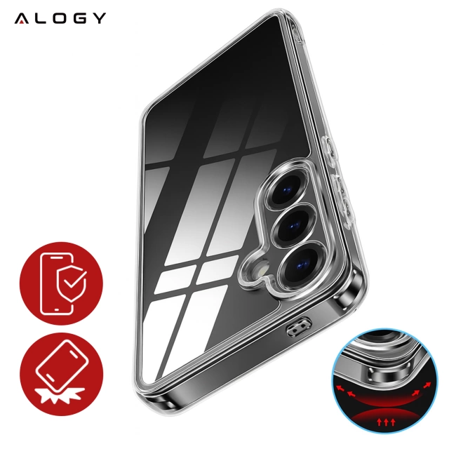 Etui Przezroczyste do Samsung Galaxy S25, Podwyższone Krawędzie, Idealne Dopasowanie, PC + TPU, Alogy HybridShield™ Case