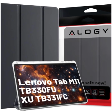 Etui do Lenovo Tab K11E / M11 10.95" TB330FU/TB330XU/TB331FC Smart Case Pencil z klapką obudowa Alogy Czarno-przezroczyste