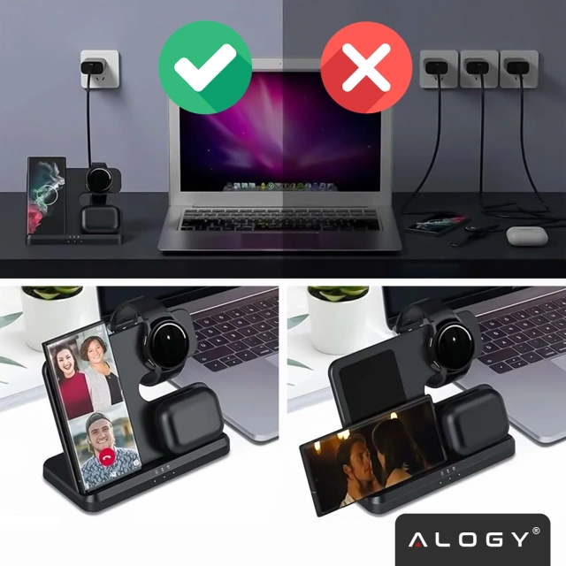 Ładowarka Bezprzewodowa Indukcyjna 3w1 Qi 3.0 Szybka do Samsung Galaxy 22 23 24 Ultra Watch Buds 