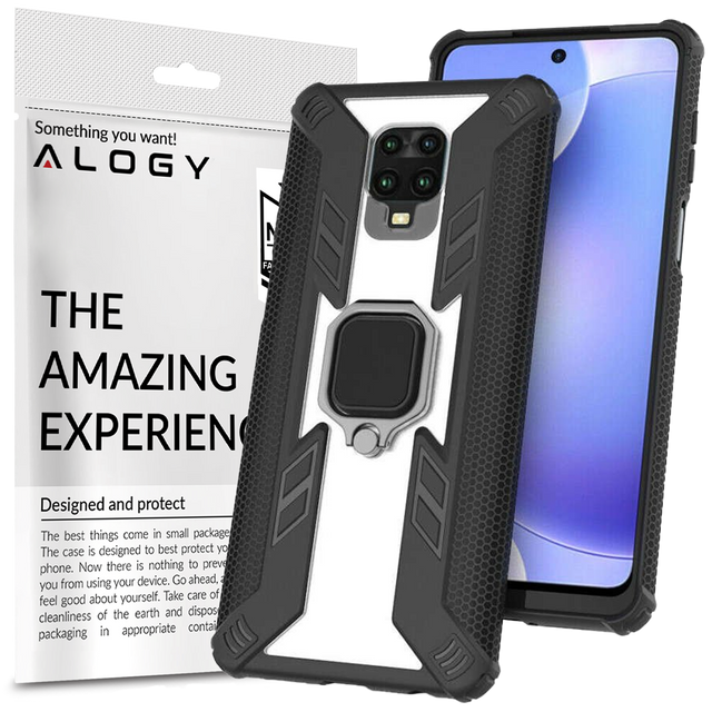 Alogy Pancerne etui Ring Carbon Holder do Xiaomi Redmi Note 9S/ Pro/ Max