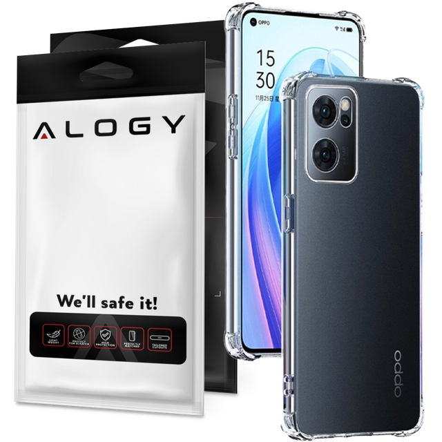 Alogy Etui na telefon silikonowe pancerne ShockProof do Oppo Reno7 5G Global Przezroczyste