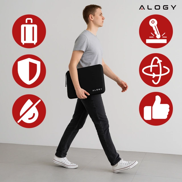 Torba na laptopa do MacBooka Air Pro 15" 16" Alogy ShieldCase Hard Foam Bag etui ochronne teczka 15-16" Czarna