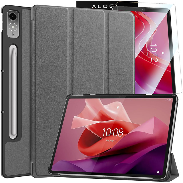 Etui ochronne do Lenovo Tab P12 12.7 TB-370 obudowa na tablet Alogy Book Cover Case Szare + szkło