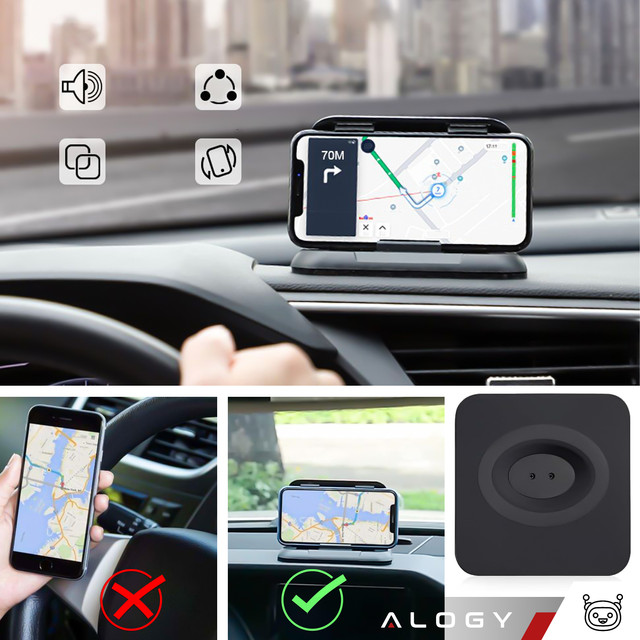 Alogy Carbon Car Holder Uchwyt samochodowy na telefon GPS na deskę rozdzielczą 6.8 cali