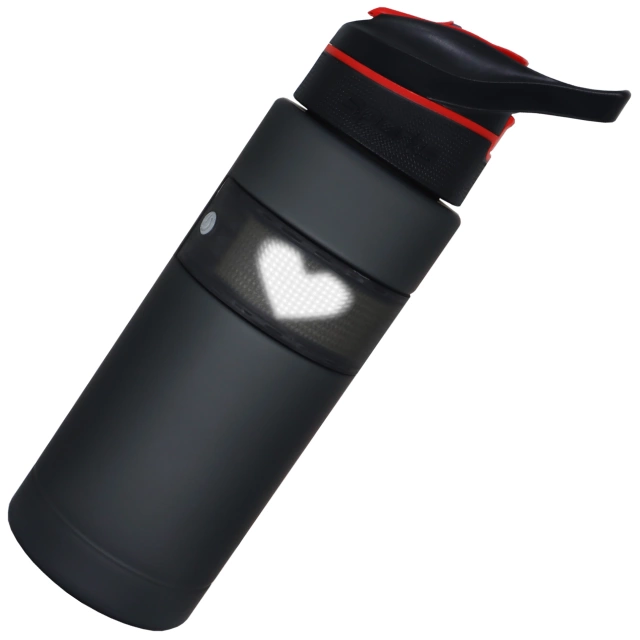 Butelka Bidon na Napoje LED, Inteligentna z Wyświetlaczem i Łącznością Bluetooth, Słomka, Motywacyjna, Wielokrotnego Użytku, Alogy FitBottle™ - Czarna