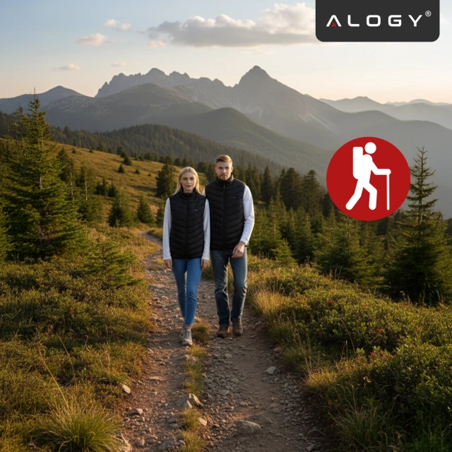 Kamizelka grzewcza z 28 strefami – 4-stopniowa regulacja temperatury, zasilanie USB, idealna na zimę i aktywności outdoor – Alogy ThermoVest™ Czarna (XL)