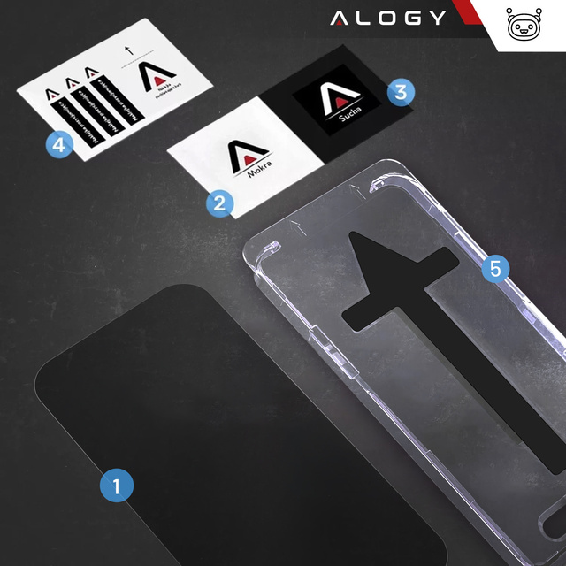 Szkło hartowane Prywatyzujące do Apple iPhone 16 Pro Max ochronne szkiełko na ekran 9H Alogy Privacy EasyShield™️ z ramką montażową
