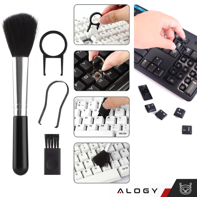 Alogy Set 18w1 Zestaw do czyszczenia klawiatury telefonu słuchawek Wielofunkcyjny Szczotka Klucz do SIM Czyścik