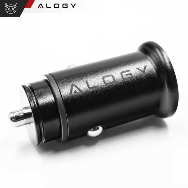 Alogy Car Ładowarka samochodowa USB QC 3.0 18W + USB C PD 30W szybka mocna do telefonu czarna