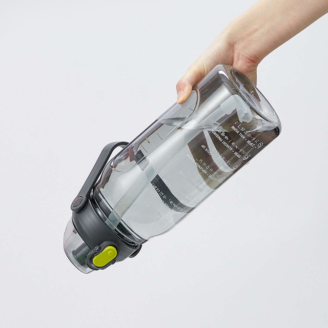 Alogy Butelka ze słomką Time Marker Water Bottle with Straw with Handle 1500ml Czarna