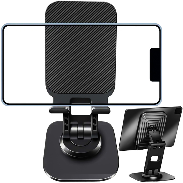 Alogy Uchwyt stojak podstawka biurkowy na biurko regulowany obrotowy 360 na telefon tablet 12.9" aluminiowy Czarny