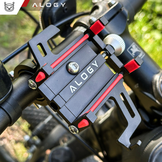 Alogy Uchwyt rowerowy Bike Phone Holder do telefonu 55-95mm na kierownicę na rower hulajnogę motor Czarny