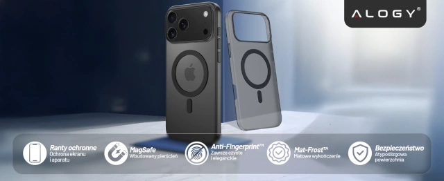 Etui do Apple iPhone 17 Pro – matowa obudowa do MagSafe z ochroną obiektywu, smukłe i odporne na zarysowania, idealne dopasowanie – Alogy Skinny MatteCase™ Czarne