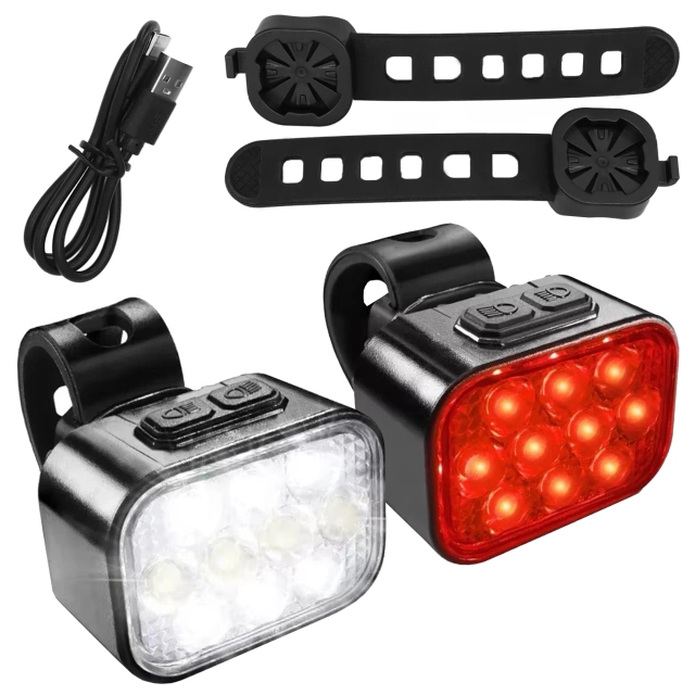 Lampka rowerowa LED Alogy DuoRide™ Lights Latarka na rower wodoodporne światło światełko na przód i tył przednia tylna 2 sztuki 10 LED