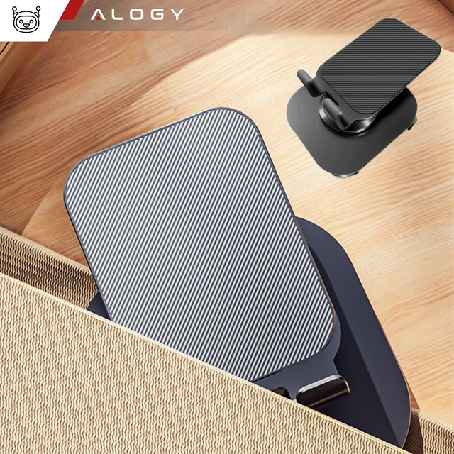 Alogy Uchwyt stojak podstawka biurkowy na biurko regulowany obrotowy 360 na telefon tablet 12.9" aluminiowy Czarny