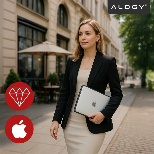 Etui ochronne do Apple Macbook Air 13 13.6" M2 2022 / M3 2024 / M4 2025 (A2681, A3113, A3240) Alogy MatteGuard™ obudowa Matowa Przezroczysta Biel z czarną ramką
