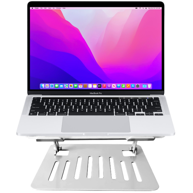Alogy Uchwyt na laptop tablet stojak podstawka składany regulowany aluminiowy na biurko 25x21.5cm Srebrny