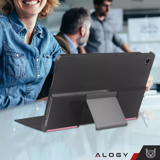 Etui + Szkło ochronne do Lenovo Tab Plus 11.5" 2024 TB351FU Alogy Book Cover Case obudowa na tablet Różowe + Rysik Gratis