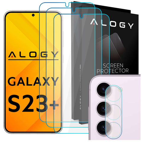 3x Szkło hartowane na ekran 9h + Szkło na obiektyw  Alogy Glass Pack do Samsung Galaxy S23+ Plus