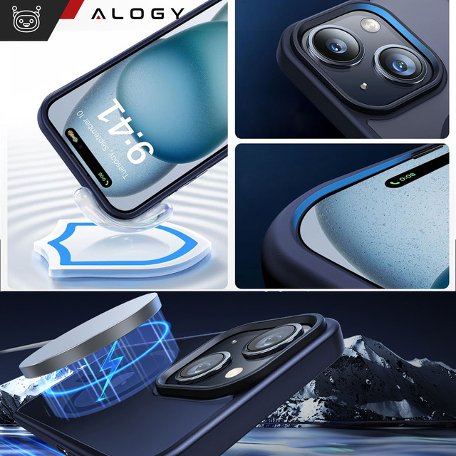 Alogy Etui ochronne do iPhone 15 Plus Ring Case obudowa na telefon do MagSafe Granatowe