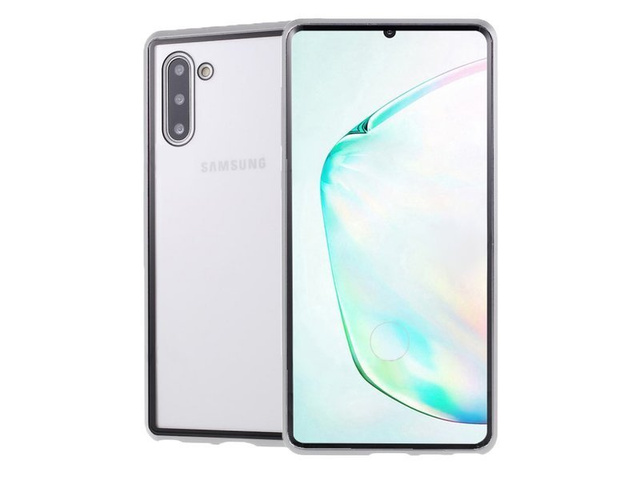 Etui na telefon magnetyczne Dr.Fit szklane do Galaxy Note 10 Srebrne
