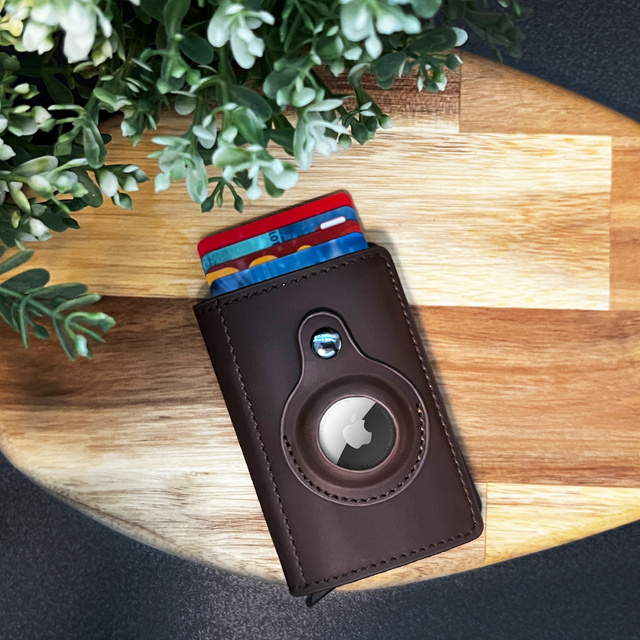 Alogy Portfel na dokumenty Smart Wallet z miejscem na AirTag na karty gotówkę Brązowy