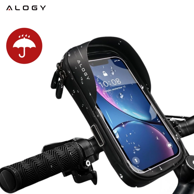 Alogy Etui torba wodoodporna rowerowa sakwa na rower na telefon 6.4 cali uchwyt na kierownicę 0.5L czarna