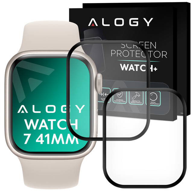 Alogy 2x Szkło na smartwatch elastyczne 3D do Apple Watch 7 41mm Black