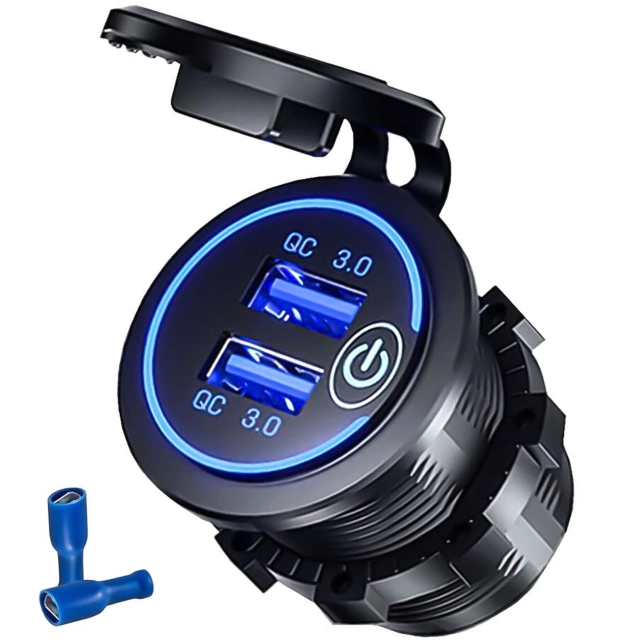 Alogy Zasilacz ładowarka do auta samochodowa konektory 2x USB QC 3.0 LED