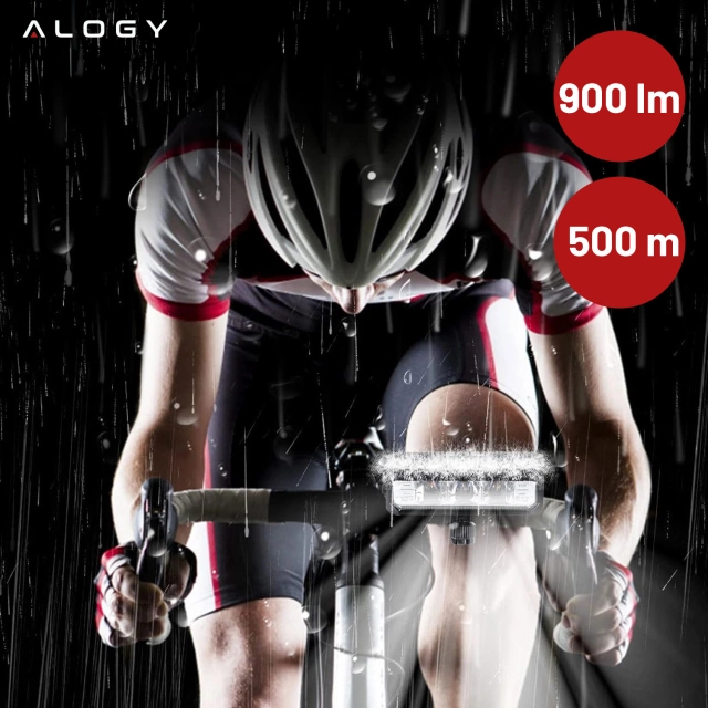 Alogy 610 Lampka rowerowa przednia halogen LED światło oświetlenie roweru na przód rower kierownicę Mocna 900lm czarna