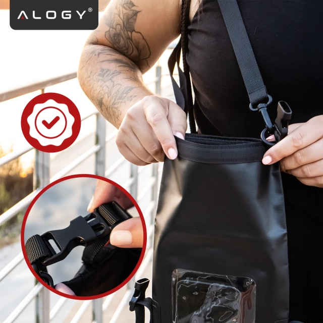 Alogy Sakwa Etui wodoodporne na telefon duża torba worek Case Waterproof Czarne