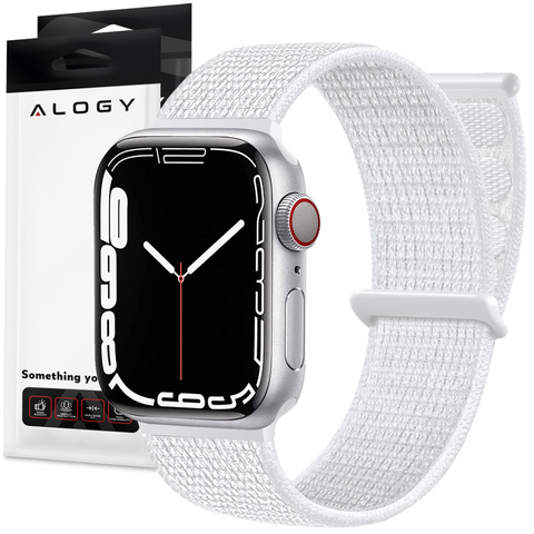 Alogy Nylon Strap Pasek z rzepem do Apple Watch 1/2/3/4/5/6/7/8/SE/Ultra (42/44/45/49mm) Biały