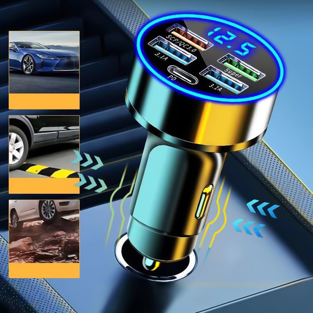 Alogy Car Ładowarka samochodowa 4x USB QC 3.0 + USB C PD 20W LED szybka mocna 250W czarna